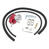 自動車用DealMuxユニバーサル0から140 PSI調整可能燃料圧力レギュレータゲージホースキットレッド