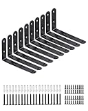 金具 L字 10個セット125*75*20mm 【2.5 cm螺丝x20个，1.5 cm螺丝x40个，膨胀管x20个】アングルブラケット ステンレス製 l字金具 補強金具 コーナーブレース 接合金具 ブラック WUXIAOCSG