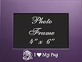 4x6 Brushed Metal Picture Frame-I love my Pug-Purple by LXG, Inc.