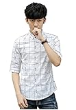 (Make 2 Be) メンズ 五分袖 半袖 シャツ トップス チェック カジュアル イレギュラードット MF52 (13.White_2XL)