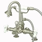 Kingston Brass CC8538PX Vintage 7-Inch Center Deck Mount Tub Filler with Hand Shower, Satin Nickel [