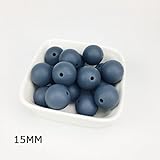 Mamimami Home シリコーン製 安全歯固め ビーズ 15MM 授乳看護用 ネックレス おしゃぶりチェーン 幼児 噛がため玩具 新生児贈り物 DIY用 円形 アクセサリー 17色選択可能 50