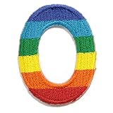 ワッペン レインボー アルファベット あるふぁべっと A B C D E F G H I J K L M N O P Q R S T U V W X Y Z アップリケ 刺繍 アイロン 手芸 おなまえ 名前 入園グッズ 入園準備 保育園 幼稚園 (アルファベットレインボー【O】)