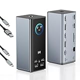 USB Cドッキングステーション3 HDMI、12-in-1ドッキングステーション3モニター、トリプルHDMI、100W PD充電、10Gbps USB A/C 3.1、ギガビットイーサネット、SD/TFカードリーダー、Dell/HP/Lenovoノートパソコン用