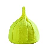 とんがり ニット帽 キッズ ねじり帽 秋冬 選べる19色 (蛍光イエロー)