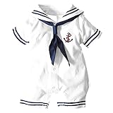 SODIAL ( R )ベビーロンパース夏服、新生児、ベビー男の子服、海軍スタイル服、ベビー全体的な、Bebe、ベビーボディスーツホワイト7 – 9 M