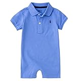 ポロ ラルフローレン メッシュ 半袖 ロンパース ベビーウェア ショートオール Cotton Interlock polo shortal カバーオール (サイズ：18m、カラー：Regal blue