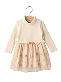 cote cotte(コトコット) ベビー 星柄 刺繍 ドッキング ワンピース ベビー服 女の子 子供服 チュール 長袖 フォーマル 80㎝ 生後8ヶ月～12ヶ月頃 アイボリー 50112 50112