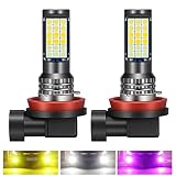 Yuumo+ H8 H11 フォグランプ LED 3色 切替 コンパクト 一体型 高輝度 4800Lm 12V 24V IP65 汎用 2個セット イエロー ホワイト ピンクパープル