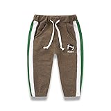 PANCY 子供服 春秋 長ズボン キッズ 縄付き ロングパンツ 男の子 女の子 シンプル スポーツウェア 刺繍(ブラウン,120cm)