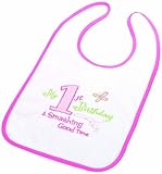 Lillian Rose First Birthday Cotton Bib, Pink, 8.75" x 14" by Lillian Rose [並行輸入品]