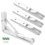 堅塁金物 棚受け金具 折畳み 50cm l字金具 折畳みテーブルヒンジ 壁掛けテーブル 折り畳み リクライニング金具 折りたたみ 収納 耐荷重100kg 白 4個入