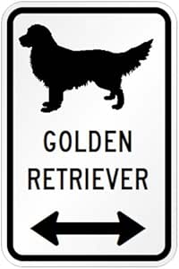 Amazon Co Jp Golden Retriever マグネットサイン ホワイト ゴールデンレトリーバー 大 シルエットイラスト 矢印 英語標識デザイン Water Res 服 ファッション小物