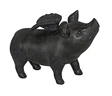 Benzara Contemporary Styled Resin Flying Pig Figurine, Black