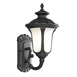Livex Lighting 7650-04 Outdoor Wall Lantern with Hand Blown Iced Cased Glass Shades, Black [並行輸入品]