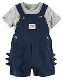 カーターズ Carter's 正規品 セット 半袖恐竜プリントTシャツ+紺色ハーフオーバーオール2点セット☆とげとっき☆ 6M(65-70cm)
