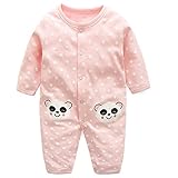 エルフ ベビー(Fairy Baby)ベビーカバーオールロンパース 肌着長袖 出産祝い 可愛いパンダ柄 ピンク 3M