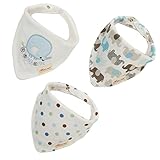 赤ちゃん　ベビー　子供　幼児用　防水　サイズ調整可能　よだれかけ　三角 スナップ ベビービブ　３枚