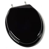 Jones Stephen C1B1E-19BN Designer Solid Elongated Wood Toilet Seat with PVD Brushed Nickel Hinges- W