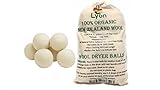 Lyon EcoFriendly Hypoallergenic Premium Reusable Natural Fabric Softener Wool Dryer Balls XXL Set of