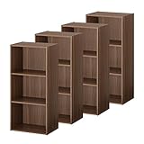 カラーボックス マルチラック 木製 多目的ラック 収納箱 本棚 収納ケース 〔3段〕4個組 ウォールナット