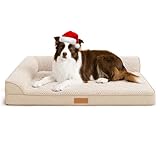 Jolifield 犬 ベッド 冬 ペット Lデザイン 暖かい 犬用ベッド 柔らか ペットベッド 中型犬 大型犬 猫 クッション 枕付き 防水 洗える 取り外せるカバー 滑り止め 通気性 高反発 107cm*71cm アイボリー