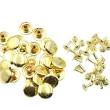 KUKU工房 片面カシメ 100組セット レザークラフト材料 (頭15mm 足10mm, ゴールド)