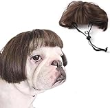 ISUPY 可愛い 犬 猫 ペット用 ウィッグ かつら 小型犬 中型犬 かぶりもの ハロウィン クリスマス パーティー 面白い コスチューム 調節可能 お散歩 ペット用品 (ブラウン)