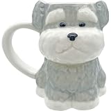 サンアート かわいい食器 マグカップ シュナウザー ダイカット 動物 食器 誕生日プレゼント 犬 グッズ 忘年会 雑貨 白 約13×9×11cm 約330ml SAN4236-5