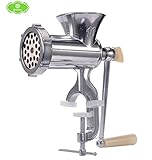Hanchen 手動式ミンサー 肉ひき機 家庭用 業務用 肉/野菜ひき/みじん切り/腸詰め (タングステン鋼ブレード, ブレード直径8cm)