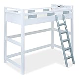 ロフトベッド 木製 クレイユロフト ハイタイプ180cm 耐荷重300kg 耐震仕様 (ホワイト×クラシックグレー)