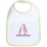 CafePress Little Sister Pink Giraffes Sibling Bib - Standard Kiwi by CafePress