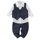 Zhhlinyuan 良質 Newborn Fashion Little Boy Vest + Shirt + Pants Three-piece Gentleman Set