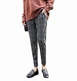 Spinas (スピナス) マタニティ レディース 美 シルエット ９分丈 グレン チェック テーパード パンツ ウエスト 調節可 後期まで着用できる 秋 冬 春 全2色（グレー/レッド)