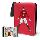 サッカーカードバインダー 400ポケット サッカートレーディングカードコレクターへのギフト、ポータブル防水カード収納ブック 取り外し可能なクリアスリーブ付き サッカー、スポーツゲーム、TCGカードに対応