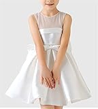 UNZ　子供ドレス キッズワンピース 女の子スカート ガールズフォーマル 発表会 結婚式 入園式 演奏会 花嫁介添人 七五三 卒業式 お嬢様のドレス 欧美風 (130cm, ホワイト)