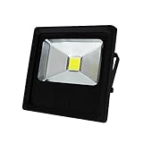LED投光器 超薄型 20W 200W相当 【電球色 3000K】 広角120度 防水加工 3mコード付き [本体カラー：ブラック/黒]