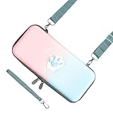 HIGHAWK Switch収納 Nintendo Switch用ケース ショルダー 保護 カバー 防水 猫肉球 可愛い 防塵 耐衝撃 ニンテンドー用 任天堂スイッチ カード収納（Switch専用・ブルーピンクのグラデーション）