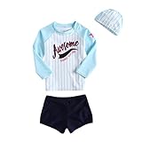 正規品 最新 子供水着 女児水着 男児水着 ピンク/ブラック 長袖 セパレート3点セット キッズ水着 帽子付き水着 ラッシュガード スイムキャップ UPF50+素材使用 (11T(130-140), 