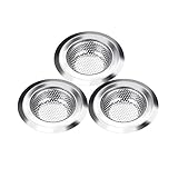 3 - Pack Sink Strainerステンレススチールストライプ波メッシュDrain画面ホームキッチンバスルームLargeワイドリム4.5 "直径