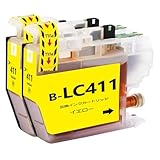 brother用インクカートリッジブラザー用LC411互換プリンターインク LC411Y イエローY 2本セット 対応機種：DCP-J526N/J528N/J914N/J915N/J926N-W/J926N-W/B /J928N-B/J1800N/ MFC-J904N/J905N/J739DN/DWN /J939DN/DWN 大阪インク
