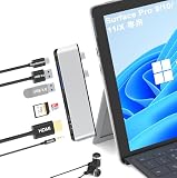 Surface Pro 9/10/11/X USB ハブ 4K HDMI, USB-C Thunerbolt 4 (ビデオ+データ+100W PD充電), 2xUSB3.0, SD TFカードリーダー, 3.5 mmオーディオ ポート Surface Pro9 ドック トリプルディスプレイ (Surface Pro+HDMI+USB C) サーフェス Pro 9/10/11/X 変換アダプタ