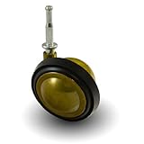 2-1/4 Metal Ball Caster with Rubber Tread, Bright Brass with 5/16 x 1-1/2 Wood (Grip Neck) Stem by S