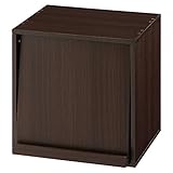 木製 キューブボックス 収納 ボックス シェルフ ディスプレイ 収納ボックス BOX 〔フラップ扉〕 ダークブラウン