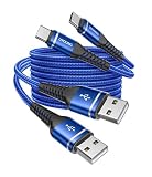 USB C ケーブル 2M Type-C スマホ充電コード 耐絡みナイロン素材 3A高速充電 同期伝送 iPhone17/16/15/Android Galaxy Pixel Xperia 対応 タイプC充電線 2本パック ブルー