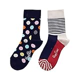 (ハッピーソックス)HAPPY SOCKS BIGDOT&STRIPE キッズ・ベビー ソックス2足組(ML2-マルチ2、4-6才)