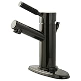 Kingston Brass NS8420DKL Water Onyx single handle lavatory faucet with anti-slide handle sleeve and 