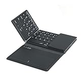 Skyeen 超薄型ポータブル 折り畳み ワイヤレス ブルートゥース キーボード - 4 つ折り大型タッチパッド、スマホ タブレットPC適用 三つデバイス自由に切替え 多システム対応 静音 防水