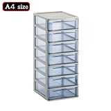 スタックチェストA4浅型7段 A4-S7 （4個セット） ダークブルー （事務用品 収納）