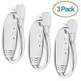 Aurum Cables 3-Feet 3 Outlet Extension Cord Indoor/Outdoor Extension Cord 16AWG 3 Pack - White - UL 
